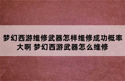 梦幻西游维修武器怎样维修成功概率大啊 梦幻西游武器怎么维修